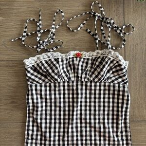 Kimchi Blue Black and White Gingham  Top - open tube top back
